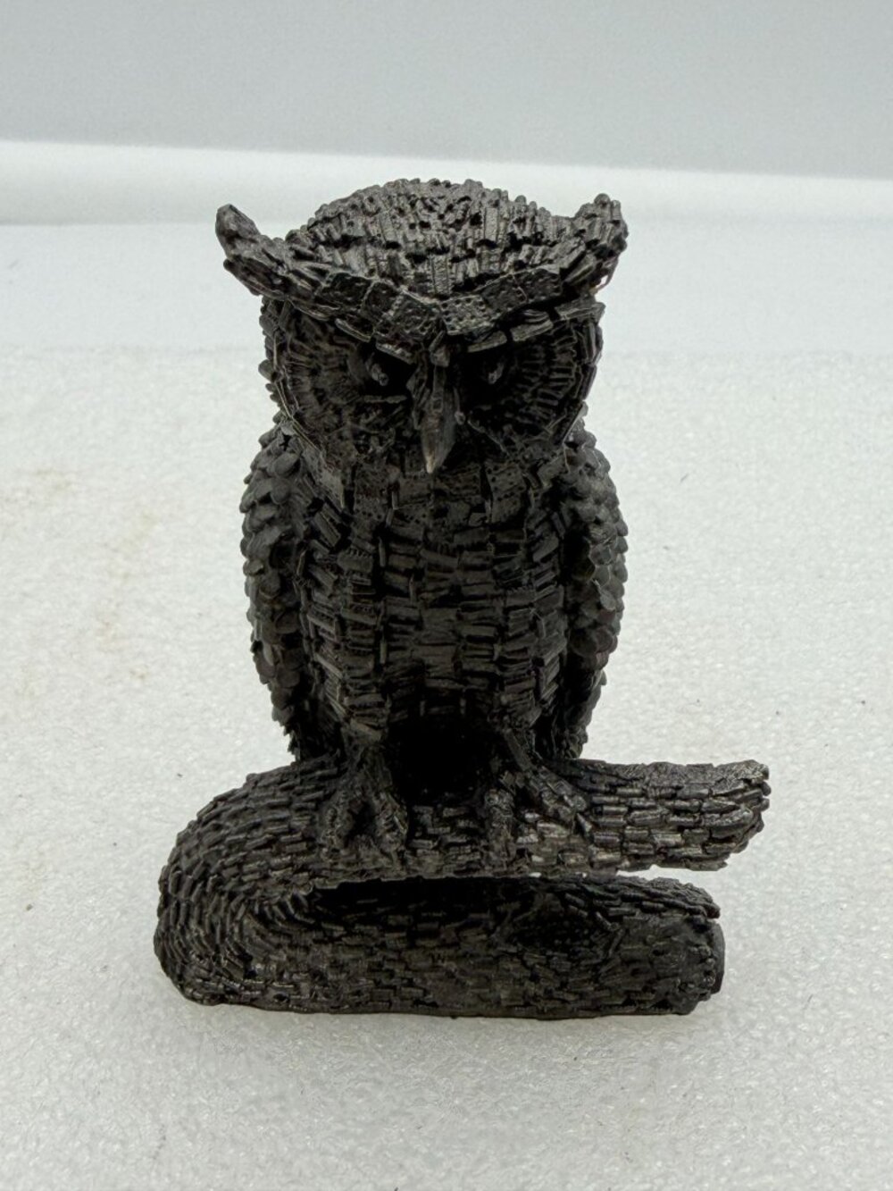 Vintage Honeywell Hudson Pewter Owl on Branch Figurine